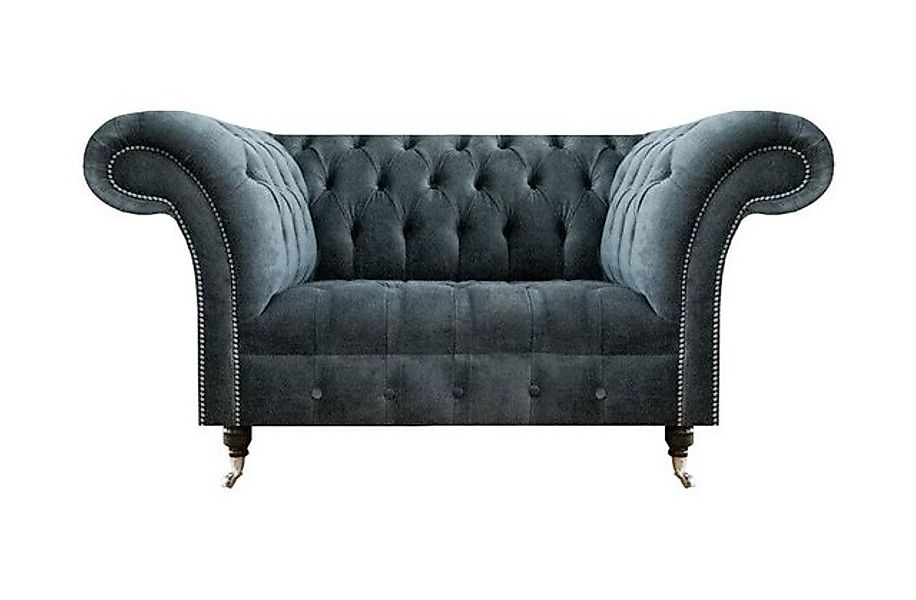 JVmoebel 2-Sitzer Graue Chesterfield Stoffcouch Designer Zweisitzer Wohnzim günstig online kaufen