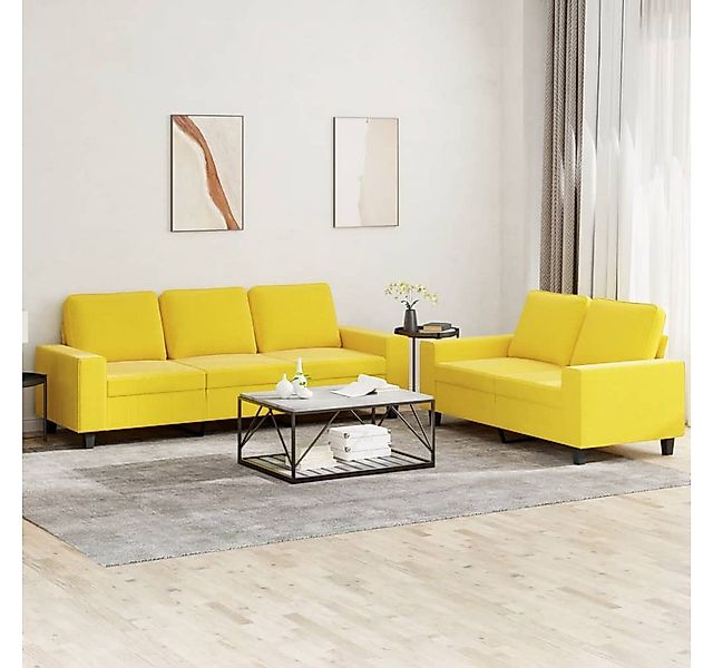 vidaXL Sofa Sofagarnitur Set mit Kissen Stoff, 2-tlg., Gelb günstig online kaufen