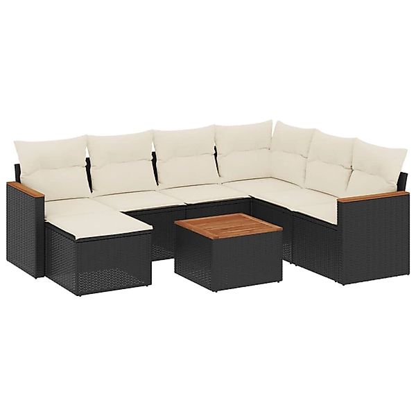 vidaXL 8-Tlg Garten-Sofagarnitur mit Kissen Schwarz Poly Rattan 3258612 günstig online kaufen