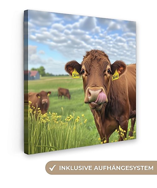OneMillionCanvasses® Leinwandbild Kuh - Wiese - günstig online kaufen
