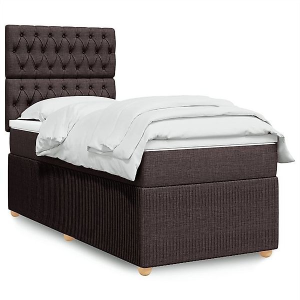vidaXL Boxspringbett, Boxspringbett mit Matratze Dunkelbraun 90x190 cm Stof günstig online kaufen