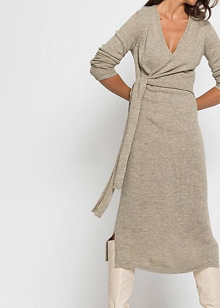 bonprix Strickkleid mit modernem Wickel-Design, aus Polyacryl und Polyester günstig online kaufen
