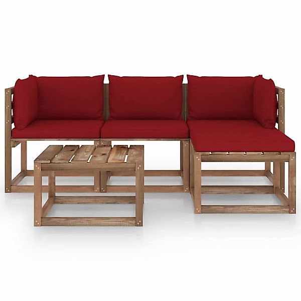 5-tlg. Garten-lounge-set Mit Weinroten Kissen günstig online kaufen