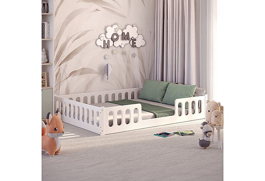 CADANI Kinderbett Monte II weiß (abnehmbarer Rausfallschutz), Montessori günstig online kaufen