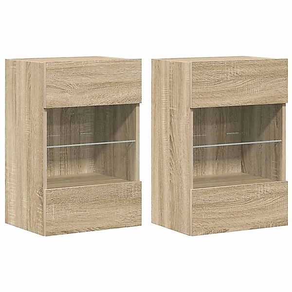 vidaXL Wandschränke mit LED-Leuchten für TV 2 Stk Sonoma-Eiche 837083 günstig online kaufen