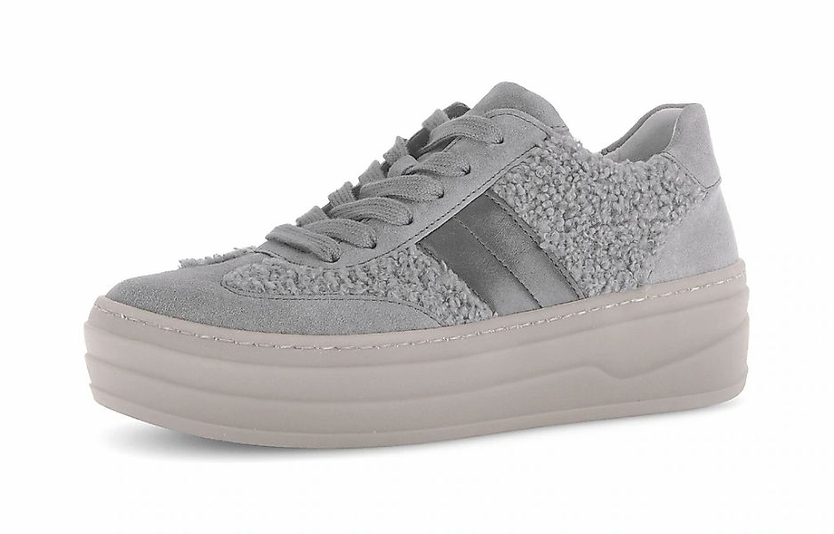 Gabor Plateausneaker, Freizeitschuh, Halbschuh, Schnürschuh in Teddy-Optik günstig online kaufen