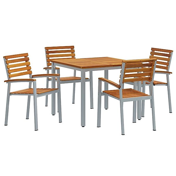 vidaXL 5-Teiliges Garten-Esszimmer-Set aus Massivem Akazienholz und Metall günstig online kaufen