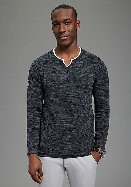 DELMAO Henleyshirt Langarm, melierte Optik, Henleykragen, aus Baumwollmisch günstig online kaufen