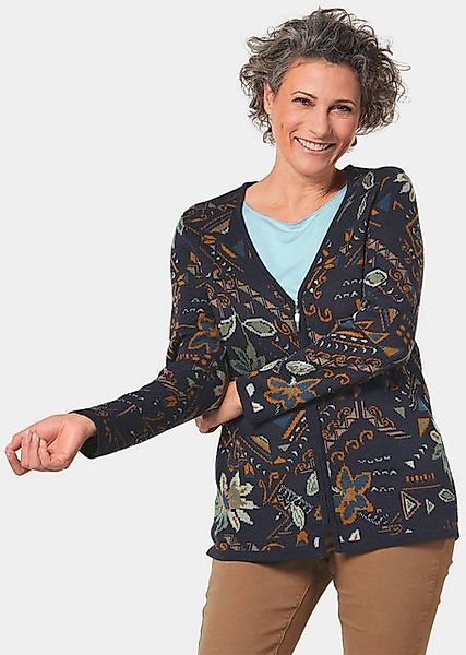 GOLDNER Strickjacke Farbharmonische Strickjacke mit fantasievollem Jacquard günstig online kaufen