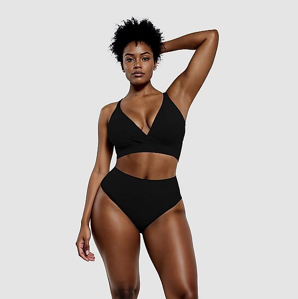 Creamy Fabrics Badeanzug Twist Bikini mit Shaping Bikinihose-Schwarz-XL günstig online kaufen