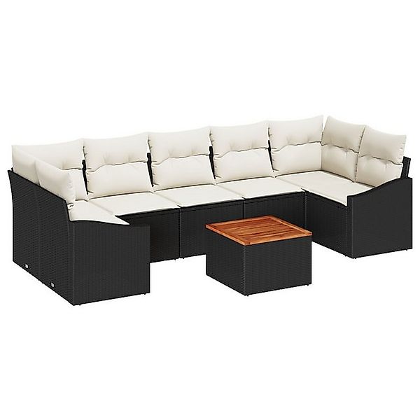 vidaXL Loungesofa 8-teiliges Garten Sofa Set mit Kissen in Schwarz aus Poly günstig online kaufen