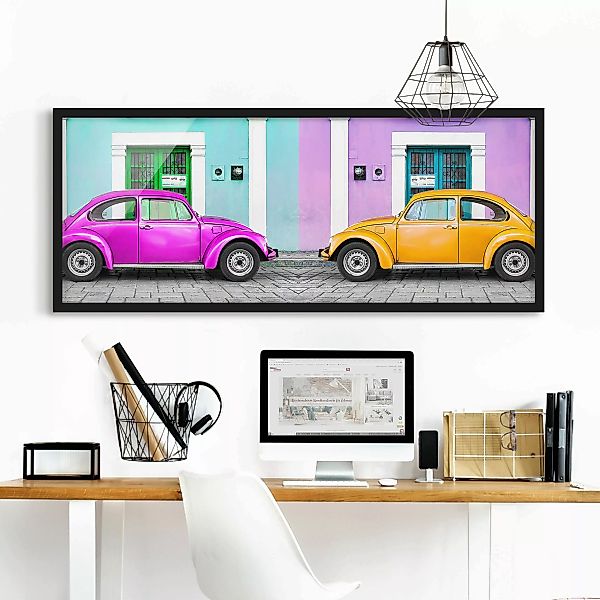 Bild mit Rahmen Architektur & Skyline - Panorama Kolorierte Beetles günstig online kaufen