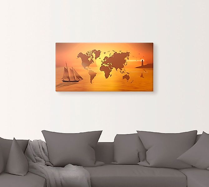 Artland Leinwandbild »Weltumsegelung«, Landkarten, (1 St.), auf Keilrahmen günstig online kaufen