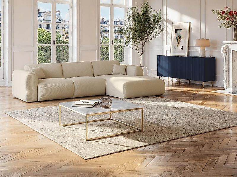 Couchtisch Design - Marmor & Metall - Goldfarben & Weiß - ARETHA von Pascal günstig online kaufen