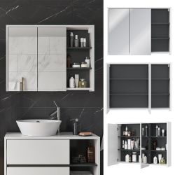 Vicco Badezimmerspiegelschrank Viola, Anthrazit/Weiß, 100 x günstig online kaufen