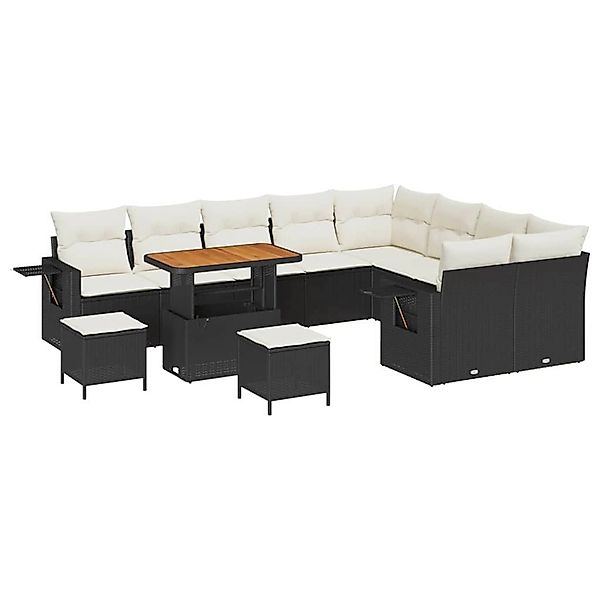 vidaXL Garten-Sofa-Set 12-Tlg Schwarz Poly Rattan 3361785 günstig online kaufen