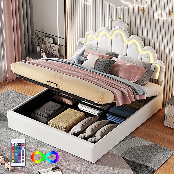 Flieks Polsterbett, LED Kinderbett Doppelbett mit günstig online kaufen