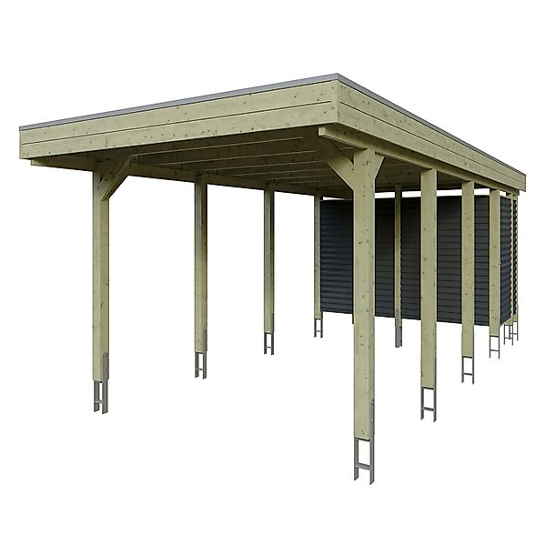 Skan Holz Carport Friesland Hybrid 314 cm x 708 cm Grün günstig online kaufen