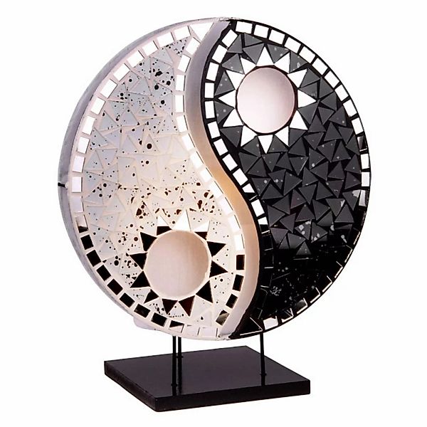 Tischlampe Ying Yang Mosaikspiegelsteine schwarz günstig online kaufen