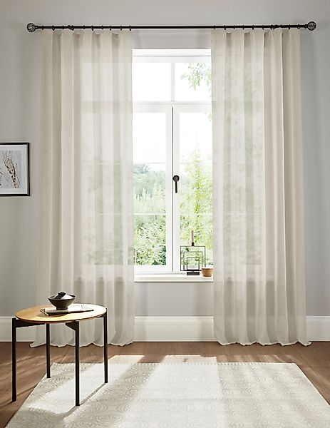 my home Gardine "Fiete" Kräuselband 1 Stk. tlg. Leinen Optik, Sichtschutz, günstig online kaufen
