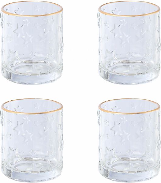Creativ deco Windlicht "Weihnachtsdeko" klares Glas mit Stern-Struktur günstig online kaufen