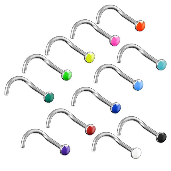 viva-adorno Nasenpiercing gebogen 0,8mm Nasenstecker Kopf günstig online kaufen