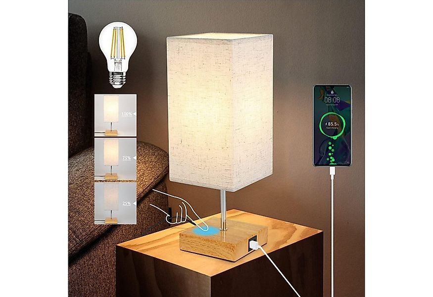 Nettlife Nachttischlampe Nachttischlampe touch dimmbar mit Ladefunktion USB günstig online kaufen