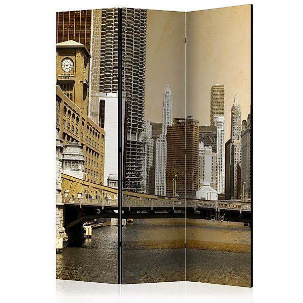 3-teiliges Paravent - Chicago's Bridge (vintage Effect) [room Dividers] günstig online kaufen