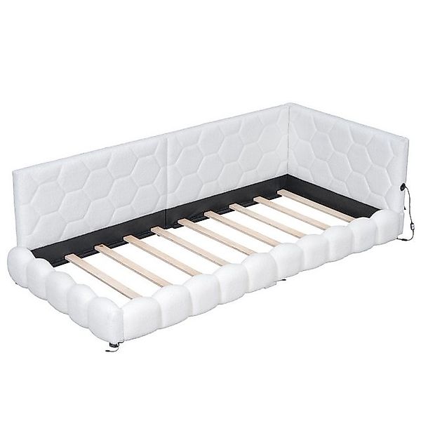 Flieks Polsterbett, LED Einzelbett Daybett Tagesbett Samt 90x200cm mit USB- günstig online kaufen