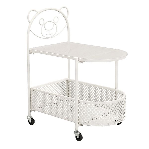 Costway Beistelltisch Glas mit Rollen 2-Stufiger Glastisch Modern Weiß günstig online kaufen