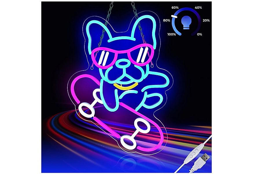 MUPOO LED Dekolicht LED-Neonschild,Dackel Skateboard Hund,LED Neon Sign Acr günstig online kaufen