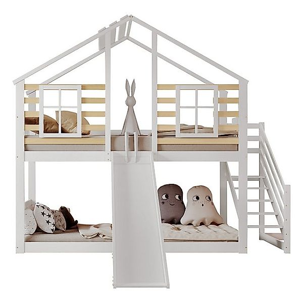 REDOM Etagenbett Etagenbett, Holzbett mit Treppe und Gitter, Einzelbett (mi günstig online kaufen