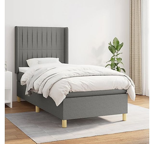 Vidaxl Boxspringbett Mit Matratze Dunkelgrau 100x200 Cm Stoff günstig online kaufen