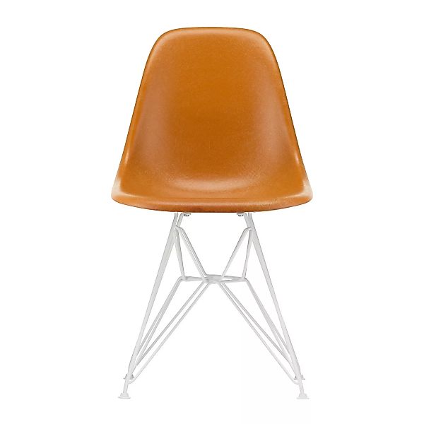 Vitra - Eames Fiberglass Side Chair DSR weiß - ocker dunkel/Sitzschale Fibe günstig online kaufen