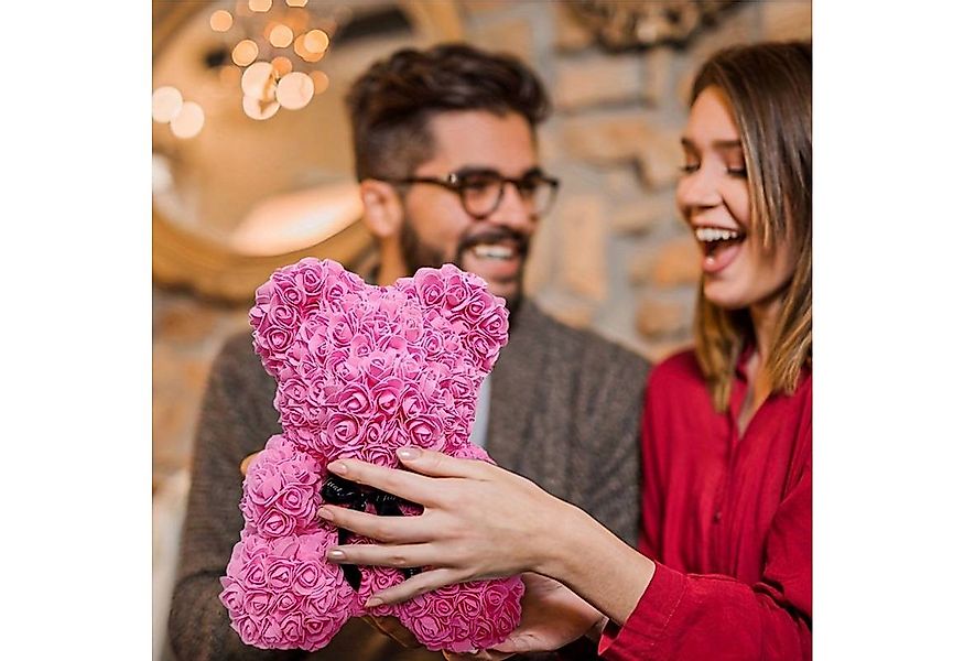 Kunstblumenstrauß Rosenbär Teddybär Rosen Valentinstagsgeschenk, Deggelbam günstig online kaufen