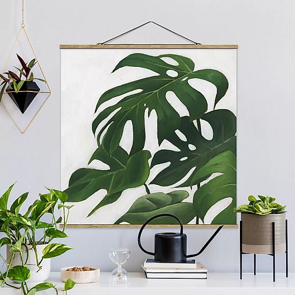 Stoffbild Blumen mit Posterleisten - Quadrat Lieblingspflanzen - Monstera günstig online kaufen