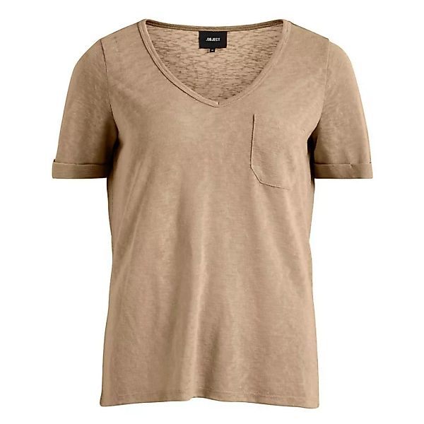 Object Tessi Slub Kurzarm V-ausschnitt T-shirt M Incense / Aop Small Leo günstig online kaufen