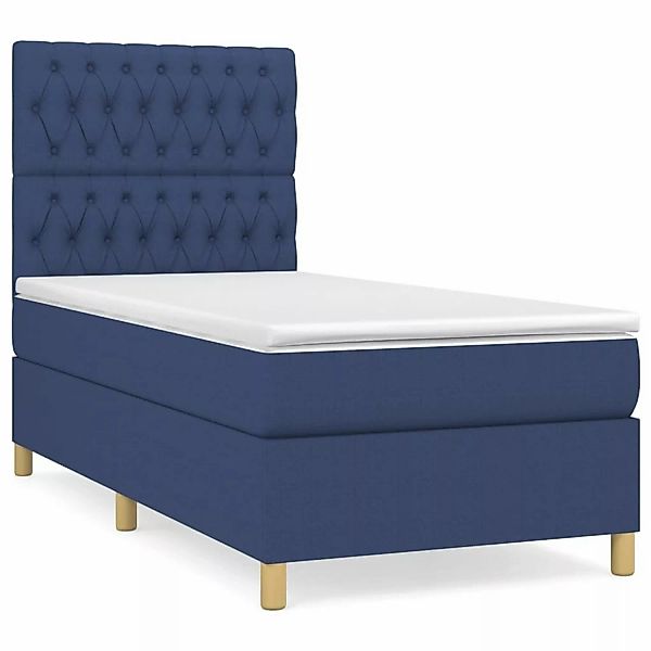vidaXL Boxspringbett mit Matratze Blau 90x200 cm Stoff1358620 günstig online kaufen
