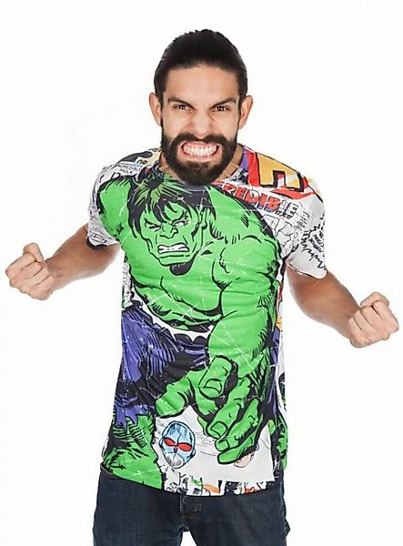 Metamorph T-Shirt Hulk Comic Allover Hulk Nerd Shirt für Superhelden Fans günstig online kaufen