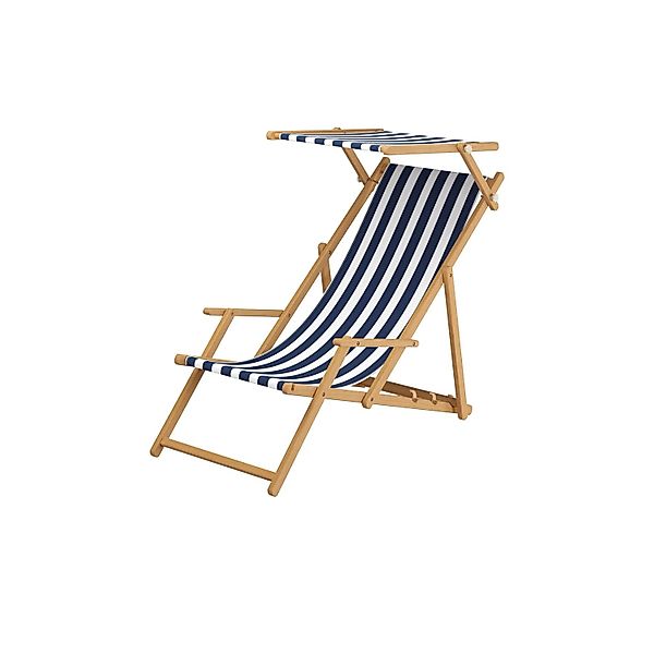 Erst-Holz Holz-Liegestuhl Sonnenliege Stofffarbe Blau-Weiß 10-300 Sonnendac günstig online kaufen