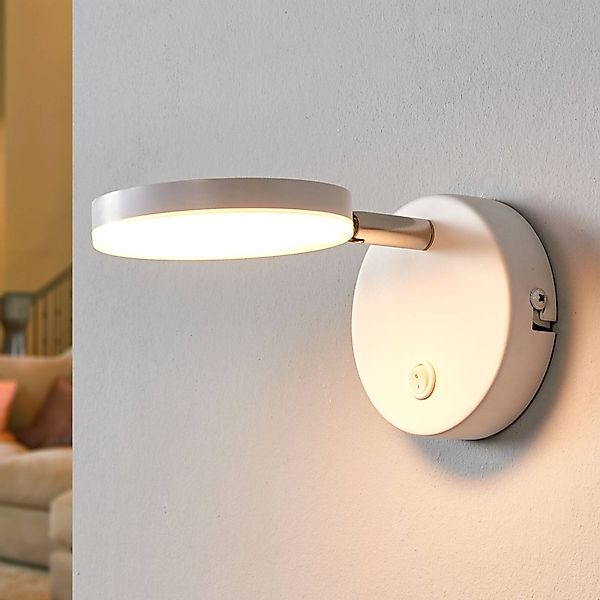 Lindby LED-Wandlampe Milow, weiß, 9,6 cm hoch, Schalter günstig online kaufen