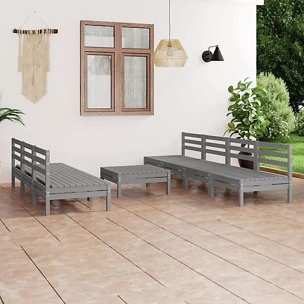 8-tlg. Garten-lounge-set Grau Kiefer Massivholz günstig online kaufen