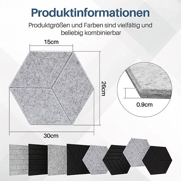 Clanmacy Akustikplatte 18 stuks Akustikplatten Hexagonal günstig online kaufen