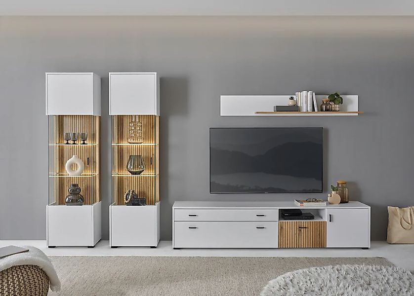 INOSIGN Wohnwand "HUDSON" Set, 4 Stk. tlg. mit moderner Rillenoptik, Griffe günstig online kaufen