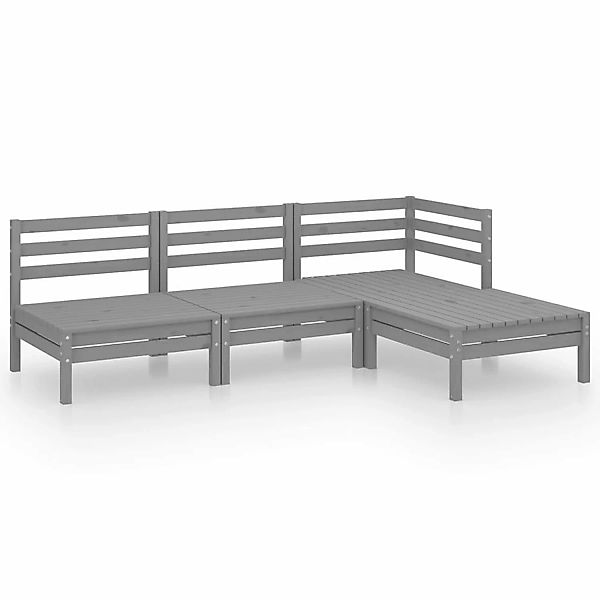 4-tlg. Garten-lounge-set Massivholz Kiefer Grau günstig online kaufen