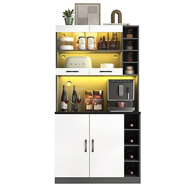 Rutaqian Küchenbuffet Küchenschrank, Buffet mit LED-Ambiente Beleuchtung un günstig online kaufen
