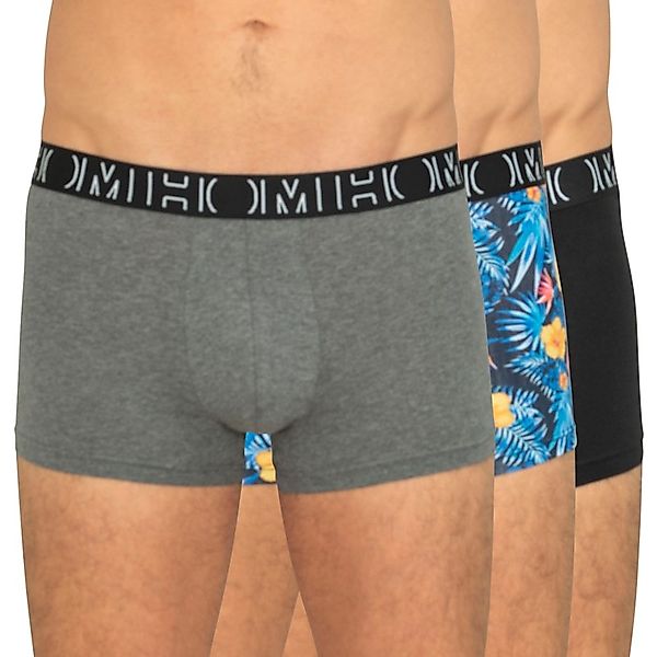 HOM 3-er Set Boxer Trunks Schwarz, Grau & Blau mit Motiv günstig online kaufen