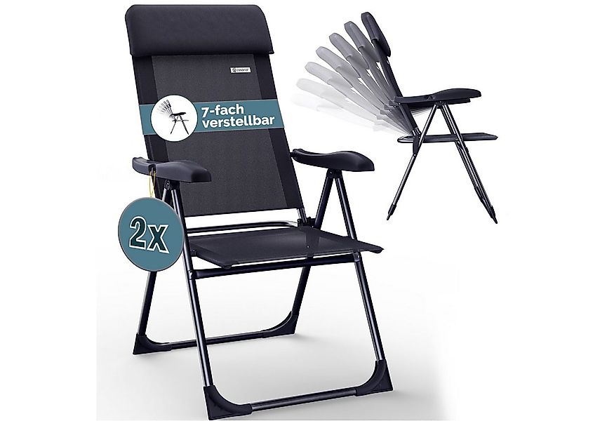Casaria Gartenstuhl, Klappbar 2er Set 7-fach Verstellbar Alu mit hoher Rück günstig online kaufen