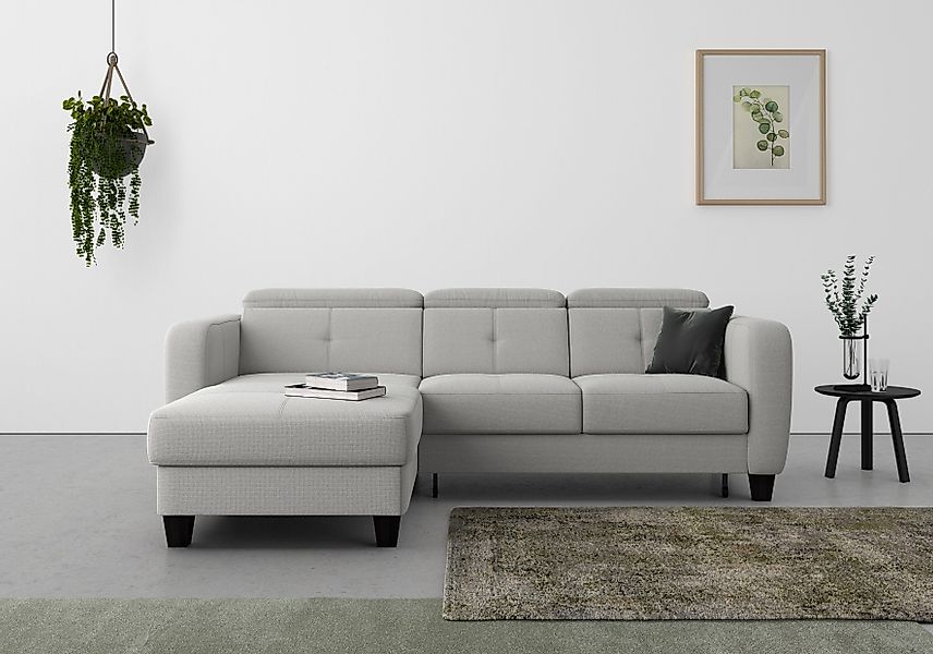 sit&more Ecksofa "Belluci L-Form" inklusive Federkern, wahlweise mit Bettfu günstig online kaufen