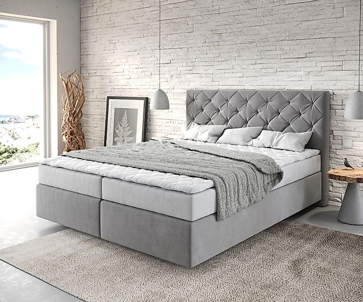 DELIFE Boxspringbett Dream-Great, Mikrofaser Grau 160x200 günstig online kaufen